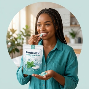 Goma de Mascar Probiótica <span class=keywords><strong>Sin</strong></span> Azúcar con Sabor a <span class=keywords><strong>Menta</strong></span> Helada, 30 Mil Millones de Probióticos, para Equilibrio Bucal y Aliento Fresco, Suministro de Fábrica de Marca Privada - Product Image 4