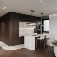 Plan de travail moderne en quartz écologique, îlot de cuisine, armoire, crédence, robinet, évier, panier, tiroir, finition mate ou brillante