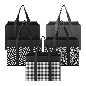 Sacs de courses réutilisables en tissu non tissé pour supermarché, avec logo personnalisé, pliables, pour les courses, avec poignées renforcées au fond, sac antique - Product Image 3