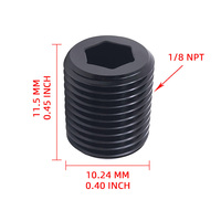 Bouchon hexagonal en aluminium anodisé noir 1/8 NPT, joint haute pression |   Compatible avec les systèmes hydrauliques/carburant/pneumatiques
