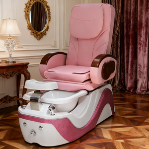 Silla de Pedicura con Bomba de Drenaje Eléctrica y Masaje, Estilo Europeo, Color Rosa, Personalizable, con Bañera de FRP con Calefacción para Salón de Uñas - Product Image 1