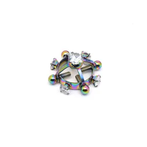 Wholesale stainless steel threaded Punk adjustable threaded O-diamond nipple ring