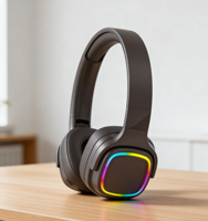 Headphone LED RGB, Headset Over-Ear dengan Pengisian Daya Tipe-C dan Bantalan Telinga Lembut Berbahan Memory Foam, Menerima Grosir & OEM ODM