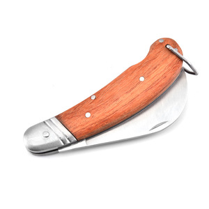 Couteaux de greffage professionnels pliants en acier inoxydable avec système de verrouillage arrière, lame bec de faucon et manche en bois – Kits de taille de jardin - Product Image 4