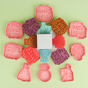 Moule à biscuits en plastique série mariage, forme de bague <span class=keywords><strong>diamant</strong></span>, dessin animé 3D, écologique, <span class=keywords><strong>emporte</strong></span>-pièce à biscuits imprimé mariage - Product Image 3