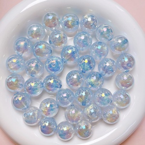 Colourful Chunky Acrylic/<b>Plastic</b>/Lucite Shiny Round <b>Beaded</b> with Hole 10pcs/bag in OPP Bag for Jewelry Making - Product Image 4