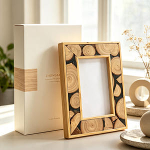 Cadre photo en bois massif personnalisé avec finition vernie peinte, surface lisse, style européen, cadre photo mural, décoration intérieure - Product Image 4