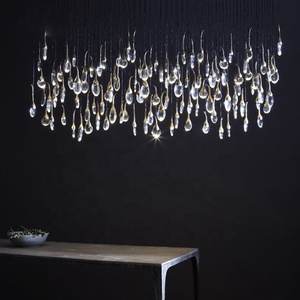 Sang trọng Giọt Nước Mắt thả Đèn chùm pha lê hình chữ nhật hình dạng trần Đèn chùm cho cửa hàng dài cầu thang treo đèn chùm ánh sáng - Product Image 2