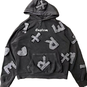 Cổ Điển Axit Rửa Đứng Áo Thun Hoodie Cho Nam Giới Nặng Thời Trang Đường Phố Logo Mùa Thu Rắn Màu Khối Rửa Sạch Dây Kéo-up Xl - Product Image 1