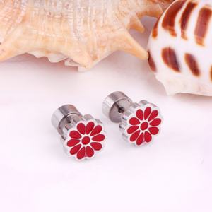 ต่างหูสแตนเลสชุบทอง 18K รูปดอกไม้ สีเงิน สีทอง สำหรับผู้หญิง สาวๆ - Product Image 6