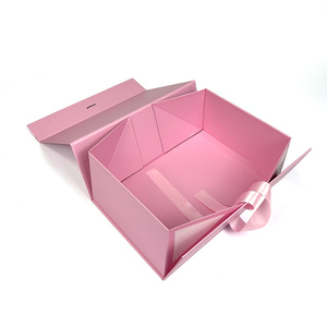 Caja <span class=keywords><strong>de</strong></span> <span class=keywords><strong>Regalo</strong></span> Magnética Rosa con Asa <span class=keywords><strong>de</strong></span> Listón, Empaque Rígido Plegable Personalizado para Ropa y Comercio Electrónico - Product Image 5