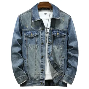 WJ-004 Classic old school plus size jeans jackets high quality cotton vintage wash denim jackets for men