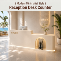 Comptoir d'accueil au design minimaliste moderne, adapté aux magasins de détail et aux studios, avec services de conception personnalisés