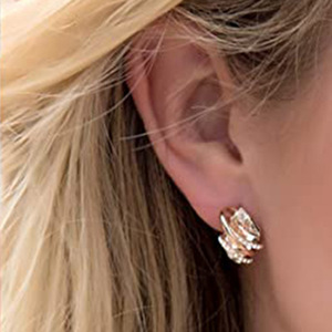 Pendientes de aro vintage de varias capas, elegantes, para mujer, joyería de moda, para fiestas, uso diario, regalo chic - Product Image 5