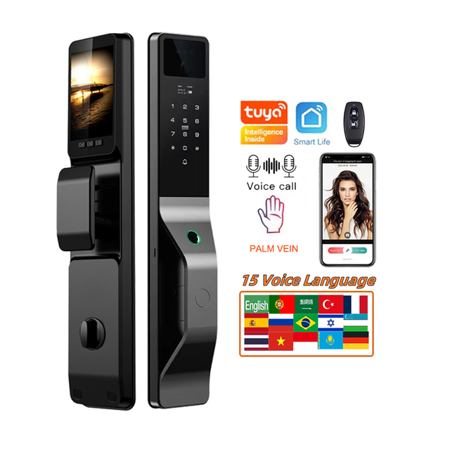 TUYA WIFI Video Intercom Face Recognition Door Lock with Memory Card Steel Door Compatible Multi-Unlock Smart Lock