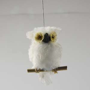 Burung hantu bulu biru kecil buatan dengan kayu untuk dekorasi pesta rumah - Product Image 4