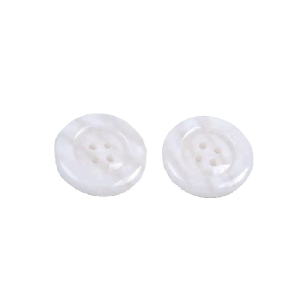 Plastic Resin White Round 4 Holes Button BP40543