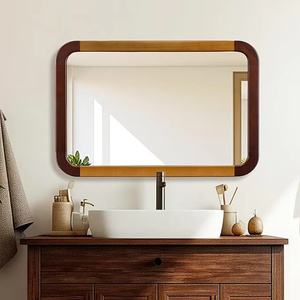 Contemporary <b>Rectangular</b> Wooden <b>Wall</b> <b>Mirror</b> Rounded Corner Decorative Accent <b>Mirror</b> for Living Room Entryway Home Decor - Product Image 1