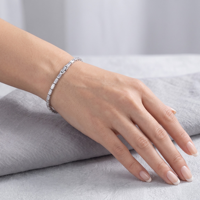 Bracelet tennis de luxe personnalisé en zircone cubique taille baguette, en argent sterling 925 rhodié, bijoux à maillons géométriques, source usine OEM
