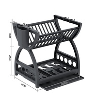 Égouttoir à vaisselle multifonctionnel et durable en plastique PP double couche, design non pliable, style moderne, avec porte-couteaux