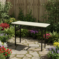 Table pliante double couche Moon Modern, mobilier d'extérieur en métal, pieds réglables, design à double ressort