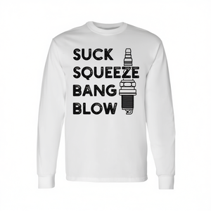 T-shirt à manches longues à thème moteur à essence quatre temps (souffler, presser, faire exploser, souffler) - Product Image 2