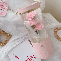 Portable PVC Transparent Fenêtre Cylindre Boîte À Fleurs Transparent PVC Fenêtre Simulé Fleurs Saint Valentin Fleur Boîte D'emballage