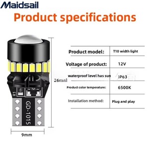 Nouvelle ampoule LED TGZ T10 pour voiture, éclairage de position 3014 18SMD <span class=keywords><strong>3030</strong></span> avec lentille, pour plaque d'immatriculation et éclairage latéral de porte, ajustement universel - Product Image 2