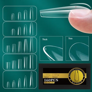 Extensions d'ongles 16 tailles Art incurvé Gel doux faux conseils couverture complète presse sur capsules d'amande français cercueil ongles Extension ongles artificiels - Product Image 1