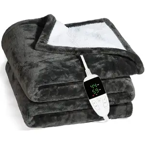 Factory Hot Selling Eco-Friendly Heating Reversible Flannel Heated Throw Electric Blanket
