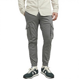 Wholesale Direct Factory Classic Fit Cargo Joggers for Men OEM Service Custom Made Logo 100% Premium Cotton Woven Canvas Fabrics - Product Image 4
