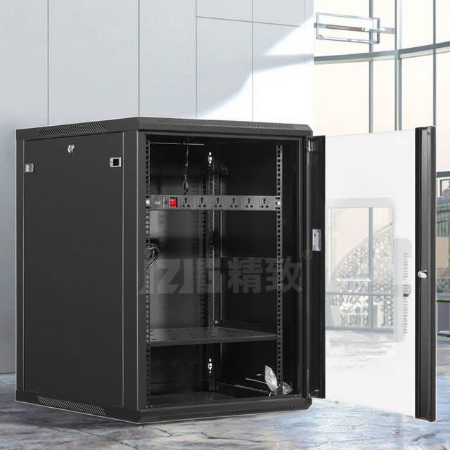 19 Inch Wall Mount Network Cabinet 4U-22U, Server Rack with Glass Door & Cooling Fan for Data Center/Telecom Use
