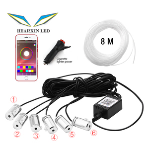 แถบไฟ LED RGB ควบคุมบรรยากาศภายในรถด้วยแอปไฟสร้างบรรยากาศ8สี DIY เพลง8M ไฟเบอร์ออปติก - Product Image 2