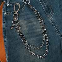 Ceinture chaîne gothique à breloques os et dés pour jeans, avec maillons doubles drapés et finition argent antique – Grande Vente