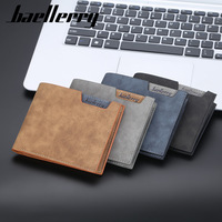 Dompet Kulit Pria Baellerry Baru, Dompet Lipat Kulit PU Berkualitas Tinggi, Tipis, Kantong Depan Klasik, Tempat Kartu Pria
