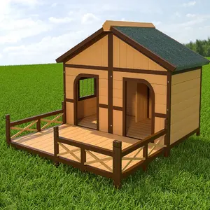 Venta directa de fábrica al aire libre Mascota cómoda de madera y Casa Grande Perrera de lujo para perros con techo