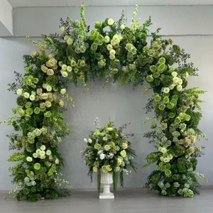 Arche de mariage en forme de U de haute qualité, verte, avec arrangement floral, toile de fond florale pour la décoration d'événements de mariage. - Product Image 2