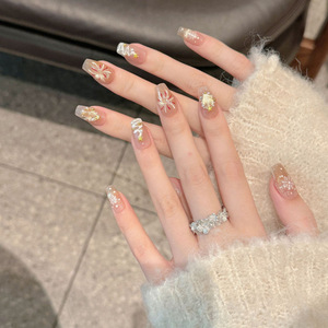 Diseño # 2584 # 2589 # 2591 <span class=keywords><strong>Uñas</strong></span> Postizas de Navidad con Diseño de Fuegos Artificiales, <span class=keywords><strong>Uñas</strong></span> de Gel de Lujo Hechas a Mano, Ojo de Gato, 10 Piezas - Product Image 3