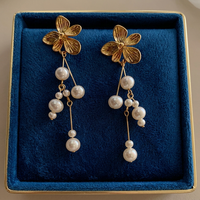 Boucles d'oreilles pendantes Aimgal Flower Niche en perles Edison naturelles 3-6mm, tige en argent 925, cadeau touristique pour femme, bijoux pour fête à la plage