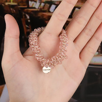 Gran oferta de cristales de perlas banda elástica lazo para el cabello pulsera de cristal mujeres brillante taladro completo Colon Scrunchie niñas accesorios para el cabello