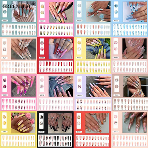 Label privé de luxe, presse sur les ongles, ongles en acrylique épais faits à la main avec strass, ongles artificiels - Product Image 6