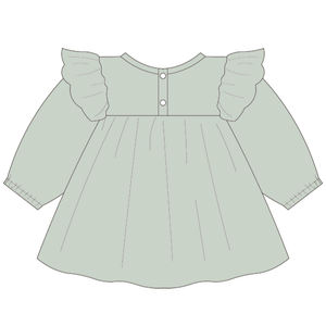 Bandeau assorti avec manches longues en dentelle blanche <span class=keywords><strong>bavoir</strong></span> bleu fleur imprimé coton 3-6 mois robes bébé fille - Product Image 4