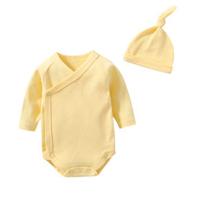 Tuta personalizzata per neonato tuta tinta unita 0-12 M set di abbigliamento per bambine girl2 pezzi in cotone a manica lunga pagliaccetto per bambini - Product Image 5