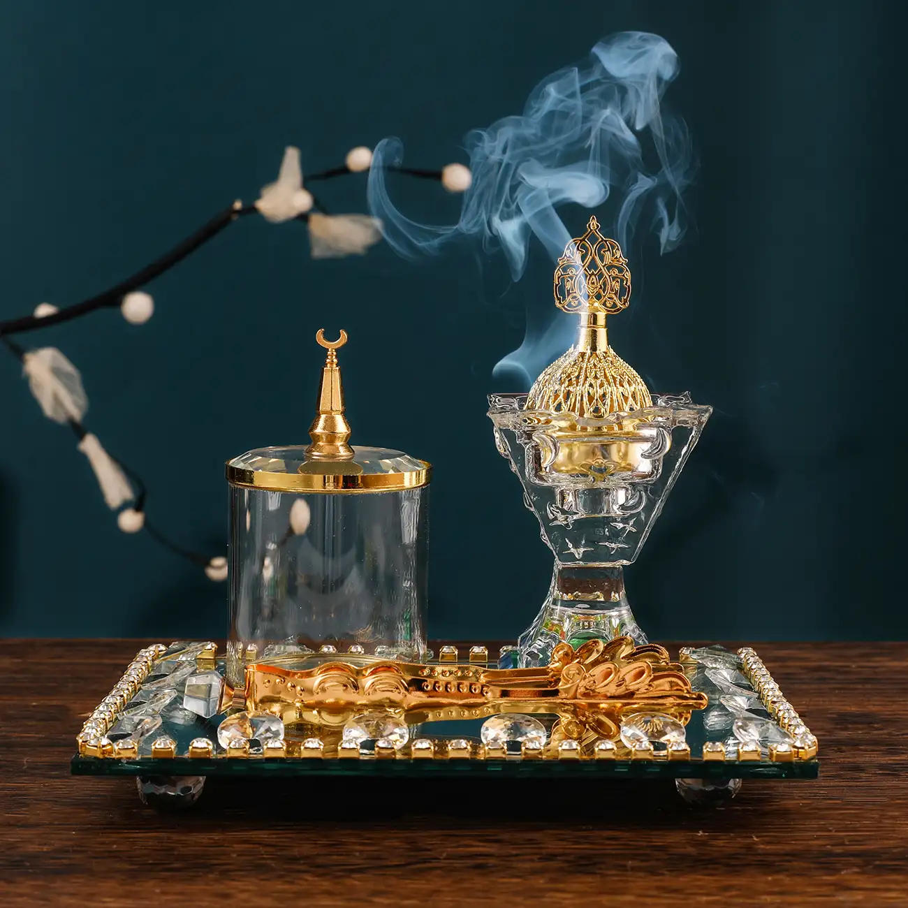 Новое поступление 2021, роскошный арабский Хрустальный держатель для курильницы QIAN HU, домашнее украшение для свадьбы и религии