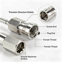Connecteurs rapides d'instrumentation en acier inoxydable haute pression, forgés et polis, à raccordement rapide (PSI), résistants à la corrosion et aux produits chimiques