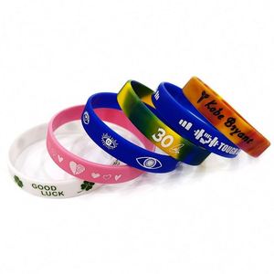 สายรัดข้อมือซิลิโคนพิมพ์สีแบบกำหนดเอง ปั๊มนูน ปั๊มจม  สายรัดข้อมือกีฬา ของขวัญส่งเสริมการขาย - Product Image 5
