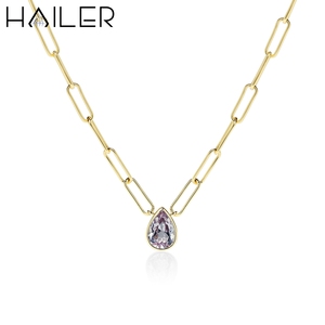 Solitaire Fine <strong>Necklaces</strong> 925 Silver <strong>Necklace</strong> for Women Pear Lab Grown <strong>Alexandrite</strong> Gemstone <strong>Necklace</strong> - Product Image 1