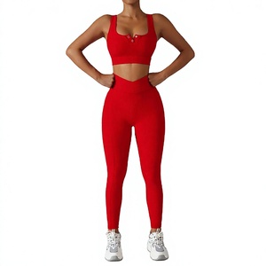 Conjunto de Yoga Ecológico, Ligero, Transpirable y Sólido para Mujer, Top Deportivo, Leggings con Cintura Elástica a la Altura del Ombligo - Product Image 1