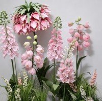 Meilleure Vente : Fleurs Artificielles Géantes en EVA, Fritillaria Rose Orange en Épanouissement, avec Support, 6 Pièces pour Décoration d'Événements et de Fêtes