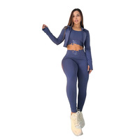 Y71650 Ensemble de yoga européen brodé, décontracté, à manches longues, respirant et infroissable, pour femme, pour le commerce transfrontalier